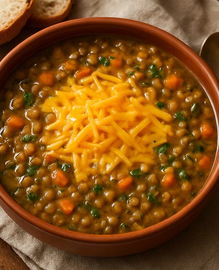 Lentil Soup with Cheddar