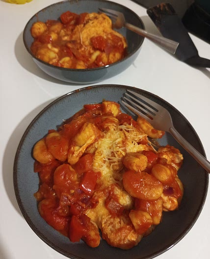 Gratin de gnocchis mozza poivrons