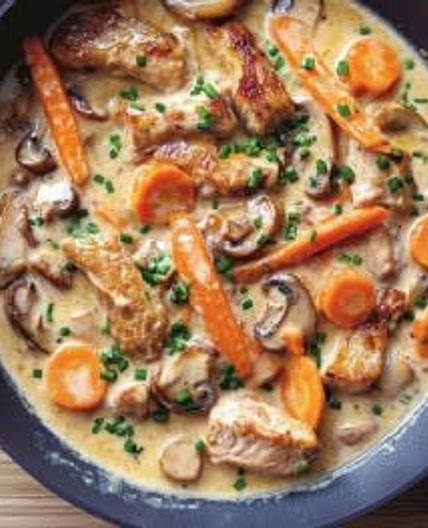 Poêlée de porc crémeuse aux champignons