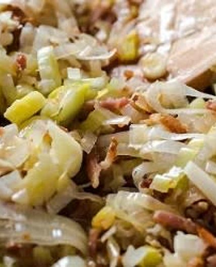 Poêlée aux poireaux et lardons