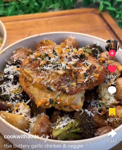 Buttery garlic Chicken and Veg sheet pan 