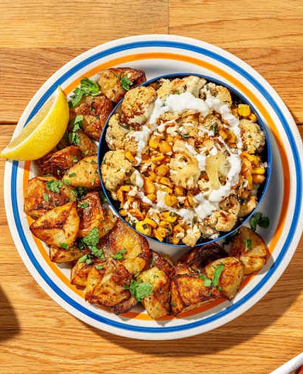 Cauliflower Salad with Smashed Potatoes and Soured Cream