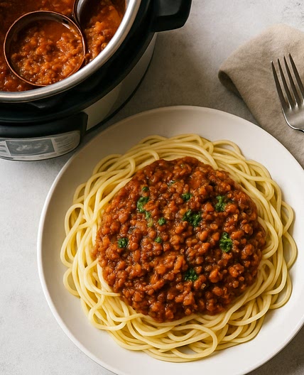Instant Pot Vegan Mince Spaghetti Bolognese