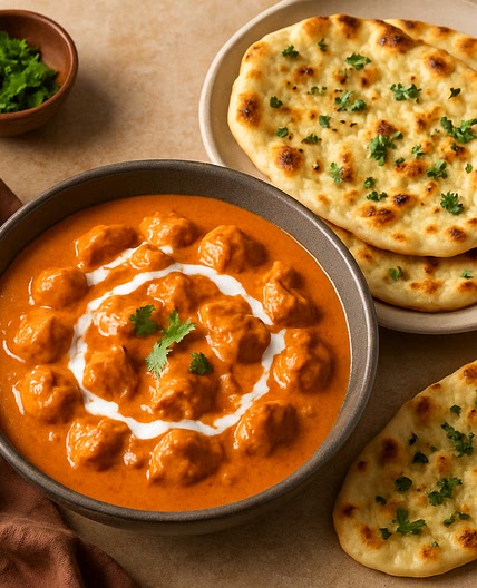 Healthy Butter Chicken with Whole Wheat Garlic Naan