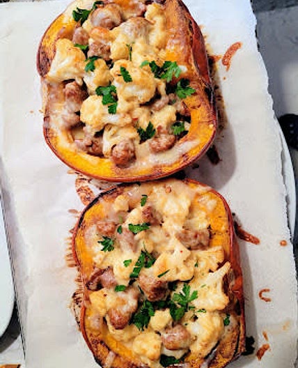 Sausage Cauliflower Stuffed Pumpkin
