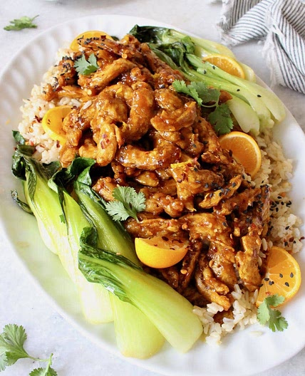 Vegan Orange Chicken Recipe (soy curls)