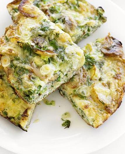 Potato, spring onion, dill & cheese frittata
