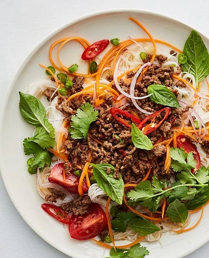 Healthy beef mince Thai noodle salad