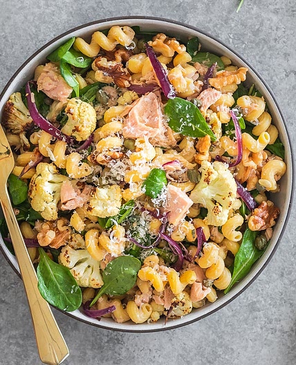 Warm Cauliflower Tuna and Walnut Pasta
