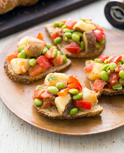 Potato-Edamame Hash on Toast