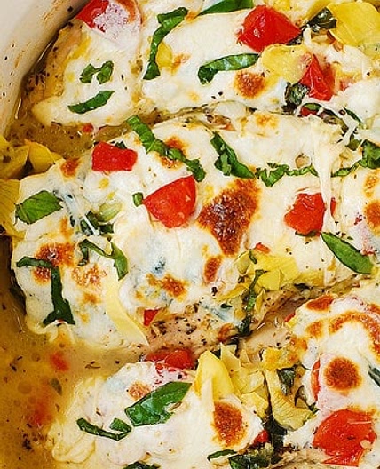 Tomato Basil Artichoke Baked Chicken