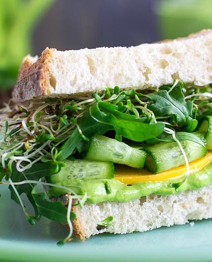Vegan Low FODMAP Avocado Green Goddess Veggie Sandwich