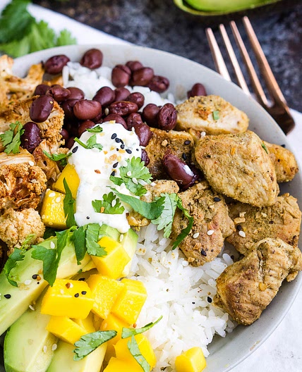 SHEET PAN BLACKENED CHICKEN CAULIFLOWER BOWL