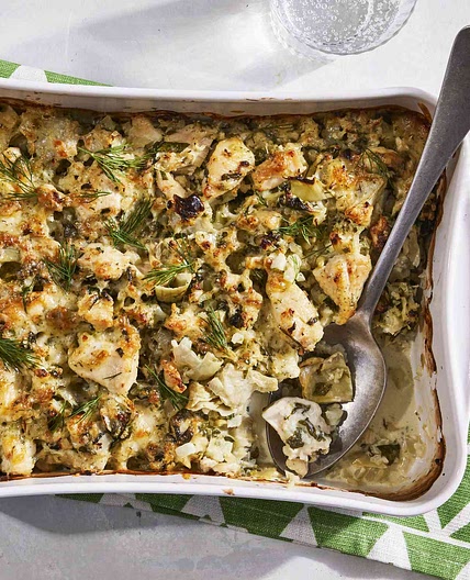 Spinach & Artichoke Casserole with Chicken & Cauliflower Rice