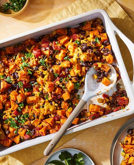 Cheesy Sweet Potato & Black Bean Casserole