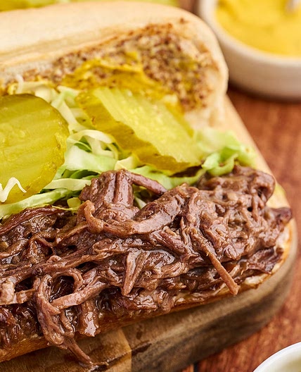 Slow Cooker Roast Beef Debris Po' Boys