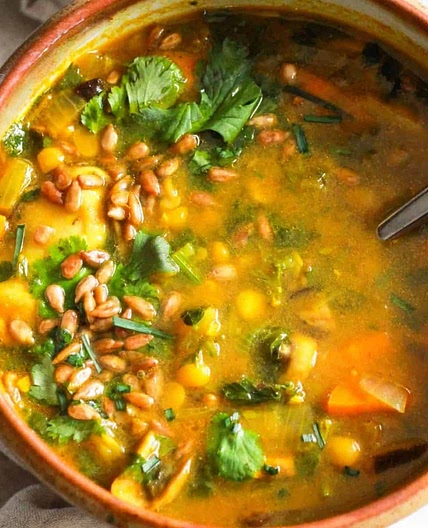 One-Pot Yellow Split Pea Soup with Mushrooms