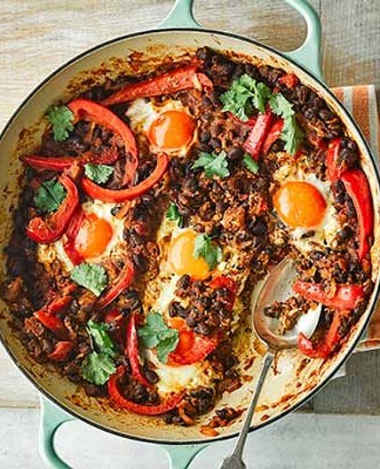 Smoky beans & baked eggs