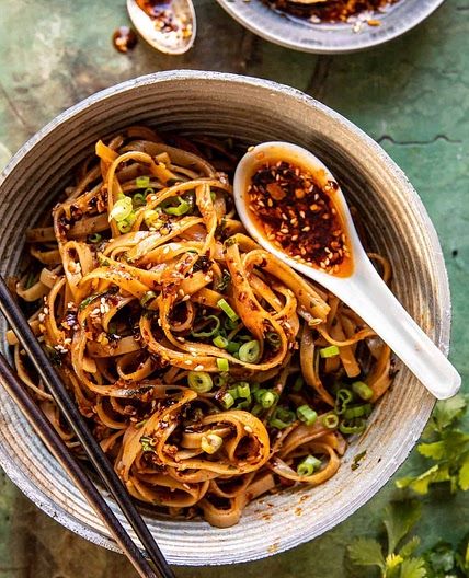 Crispy Sesame Garlic Chili Oil Noodles