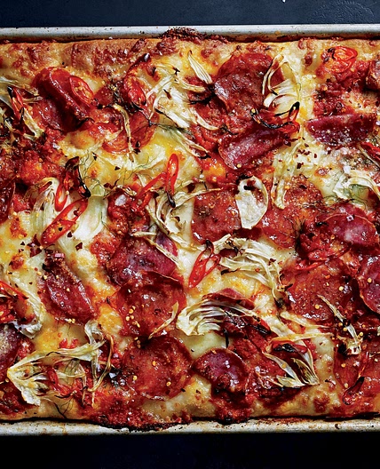 Hot and Sweet Soppressata and Fennel Grandma Pie