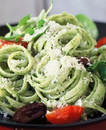 Pasta with watercress pesto