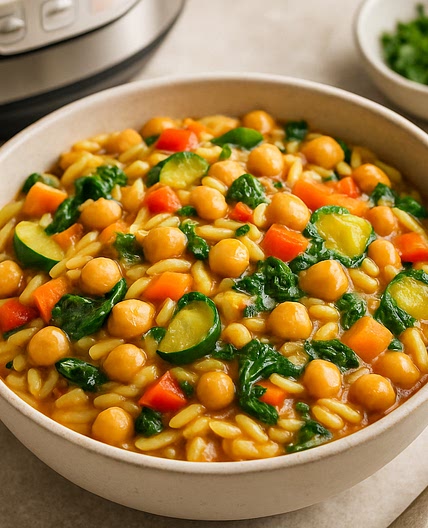 Instant Pot One-Pot Orzo with Chickpeas & Veggies (Vegan)