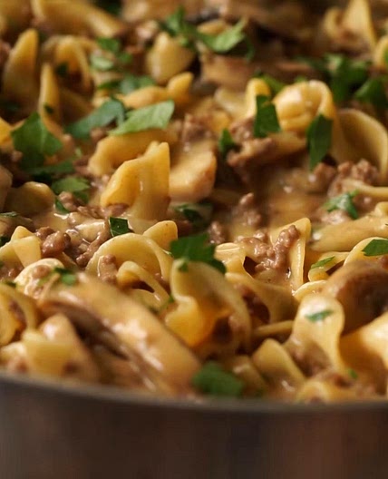One-Skillet Ground Beef Stroganoff Recipe by Tasty