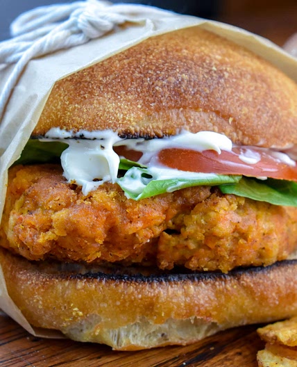 Vegan Wendy's Mock Spicy Chicken Sandwich w/ Meatfree Breaded Chicken Patty — The Vegan Caveman