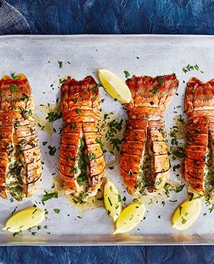 Grilled lobster tails with lemon & herb butter