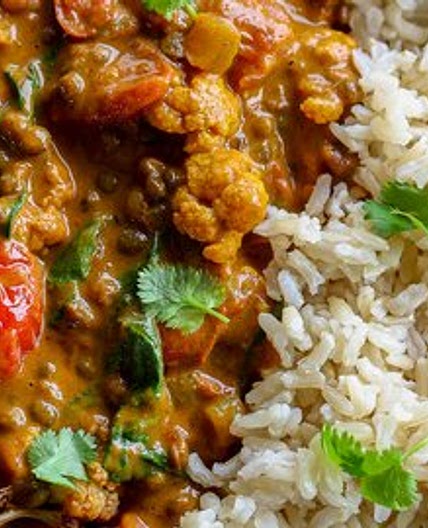 Roasted Cauliflower Lentil Curry