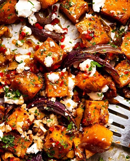 Maple Roasted Pumpkin with Chili and Feta