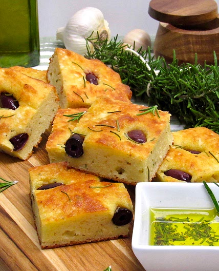 Keto Focaccia with Rosemary and Kalamata Olives