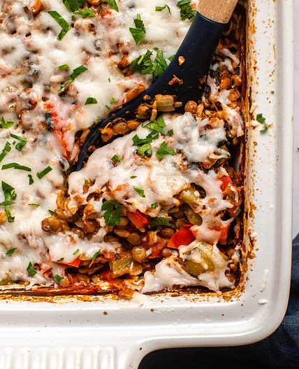 Vegan Stuffed Pepper Casserole | Dump-and-Bake