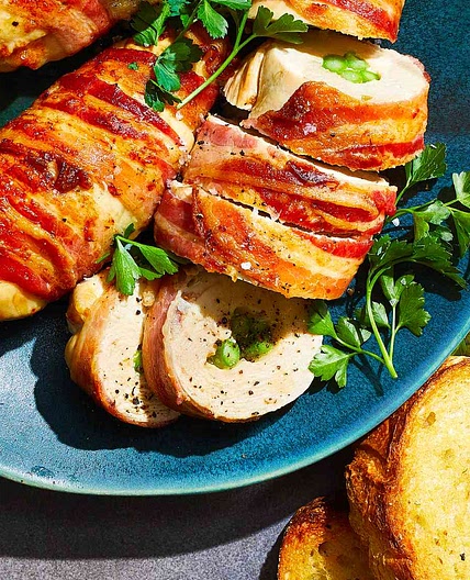 Bacon-Wrapped Stuffed Chicken Breasts in the Air Fryer