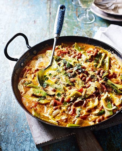 Borlotti and runner beans with sage, tomato and garlic