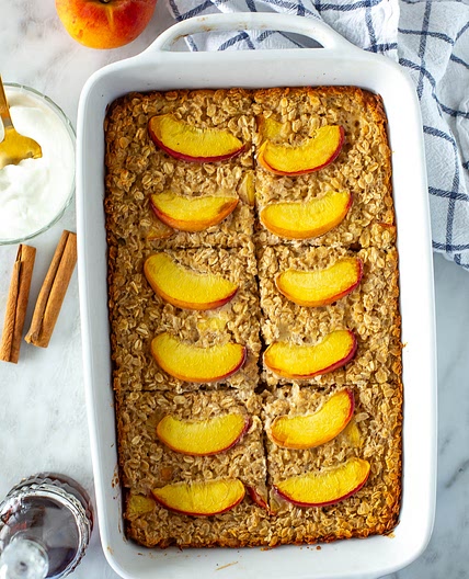 High Protein Peach Baked Oatmeal