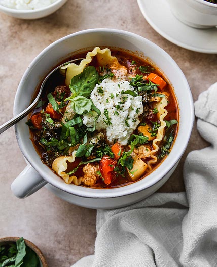 Healthy Vegetarian Lasagna Soup