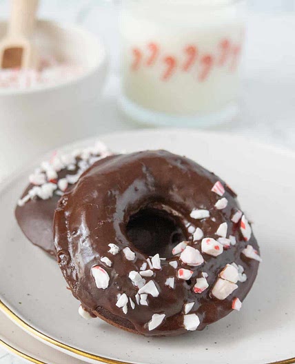 Baked Chocolate Donuts with Peppermint