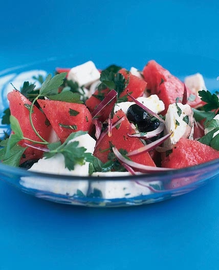 Watermelon, Feta and Black Olive Salad