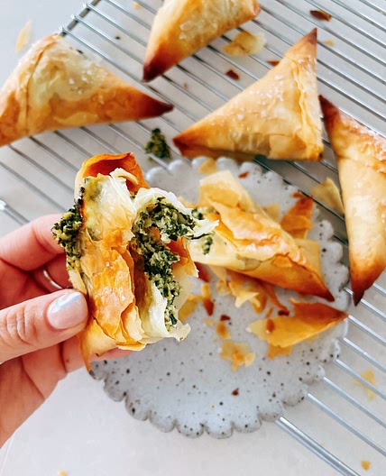Vegan Spinach and Cheese Filo Triangles