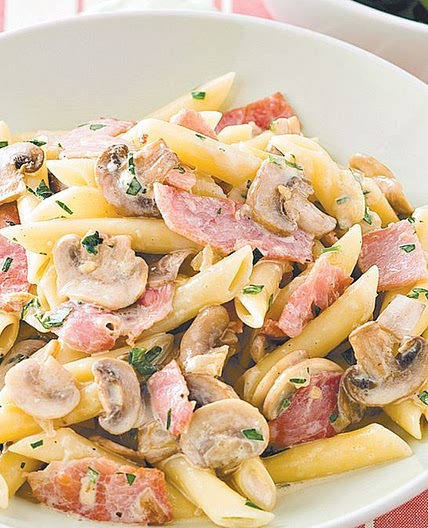 Creamy ham and mushroom pasta