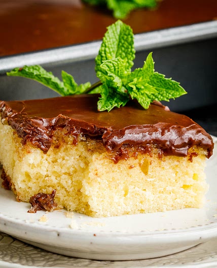 Hot Milk Cake with Fudge Icing
