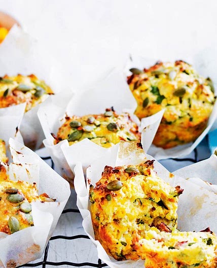 Pumpkin, spinach and bacon muffins