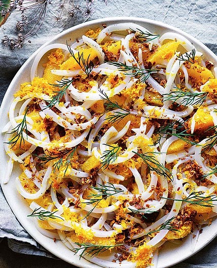 Charred calamari with orange and garlic
