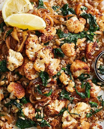 Healthy cauliflower, lentils and rice recipe