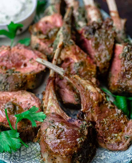Roast Rack of Lamb with Garlic and Herbs