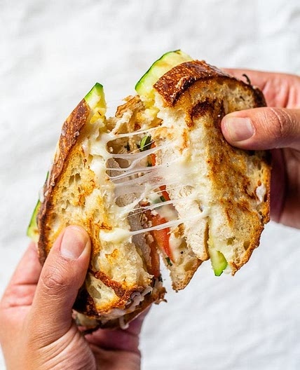 Grilled Chicken Panini with Zucchini, Tomato, and Mozzarella