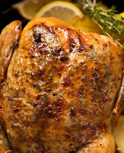 Lemon Garlic Slow Cooker Roast Chicken