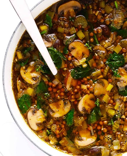 French Lentil and Mushroom Soup