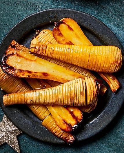 Hasselback parsnips with orange & maple syrup